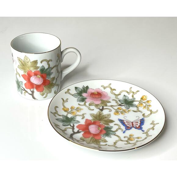 VTG Empress OTAGIRI Demitasse TEA CUP & SAUCER SET Floral Butterfly Adult Kids - Picture 4 of 7